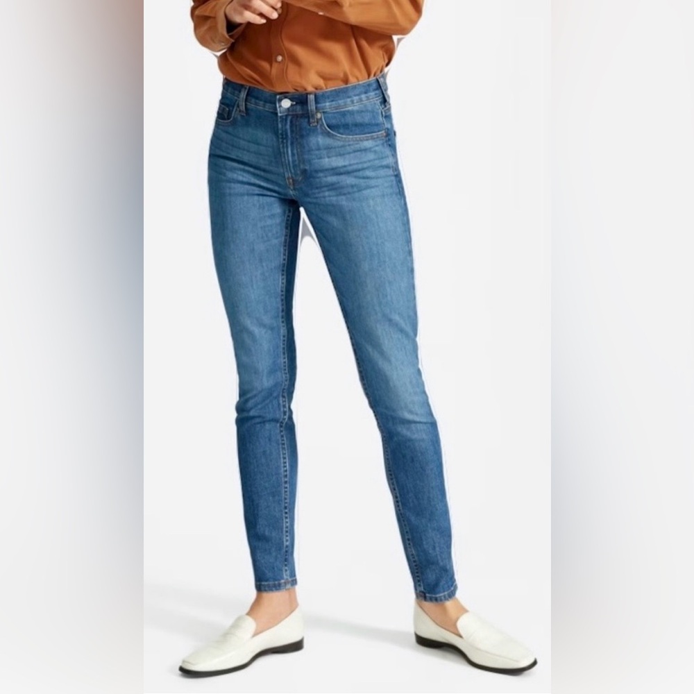 Everlane Skinny Jeans Mid Rise Stretchy Cotton Denim Medium Blue Wash Size 28
